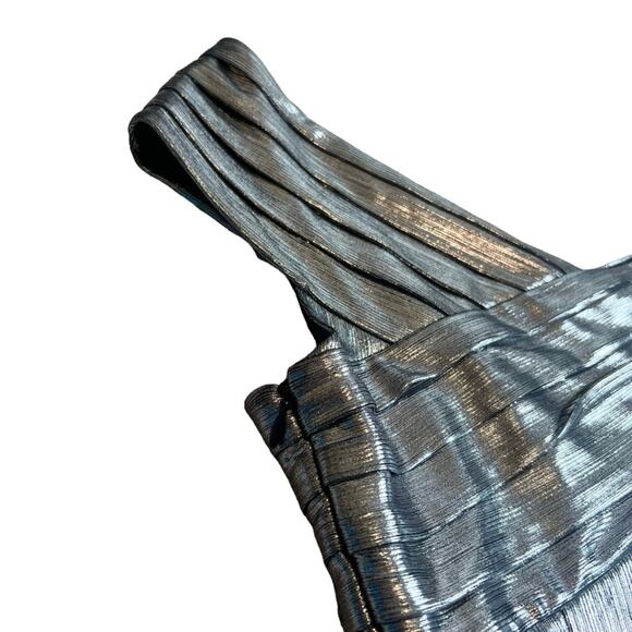 Retrofete Rowan Women’s Pleated Silver Chrome Off The Shoulder Bodysuit Size XS - Picture 9 of 14
